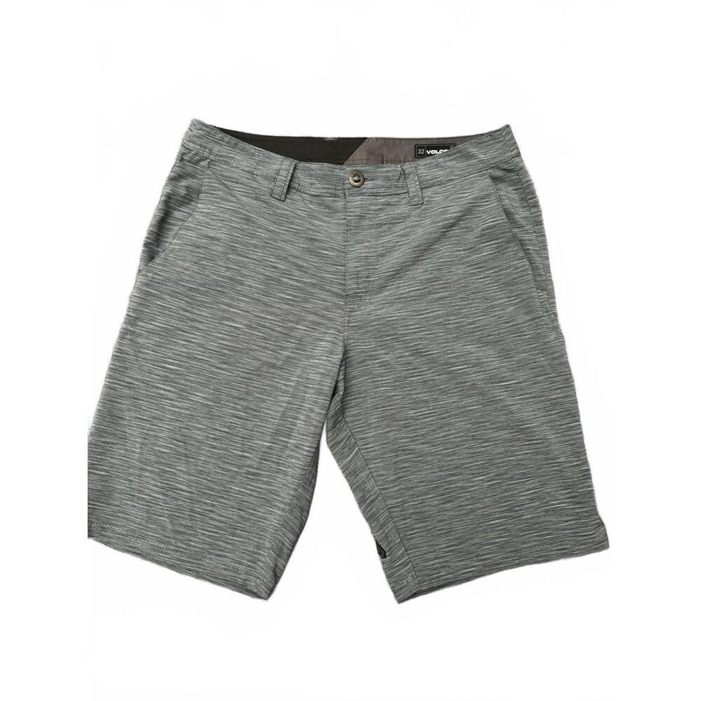 Volcom Surf and Turf Men's Hybrid Gray/Blue Stretch Casual Performance Shorts-32